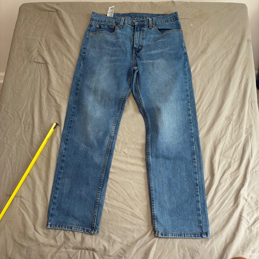 Levis 505 Regular Fit Straight Leg Jeans Medium Wash Blue Denim W32 L30